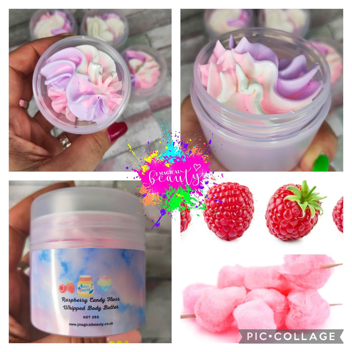 Whipped Body Butter Raspberry Candy Floss scent, 25G NET