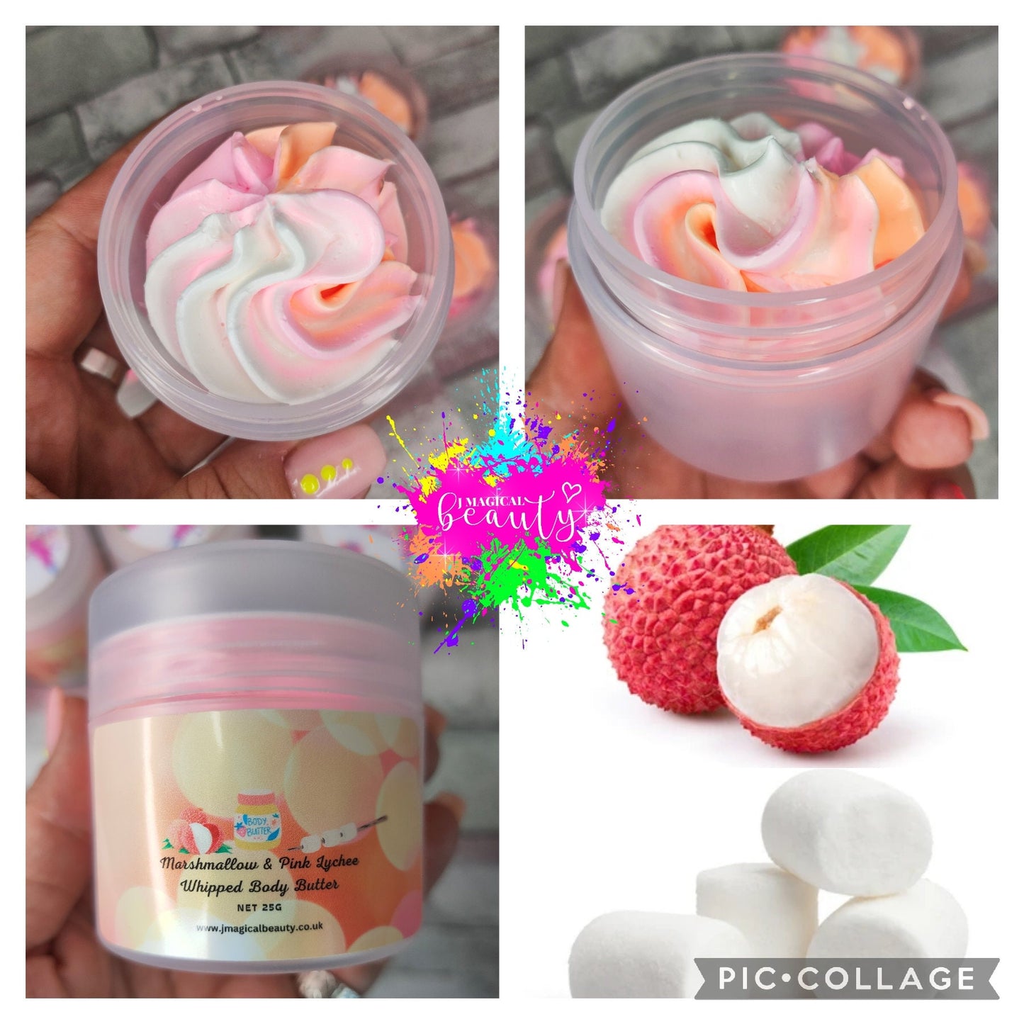 Whipped Body Butter/Marshmallow & Pink Lychee scent, 25G NET
