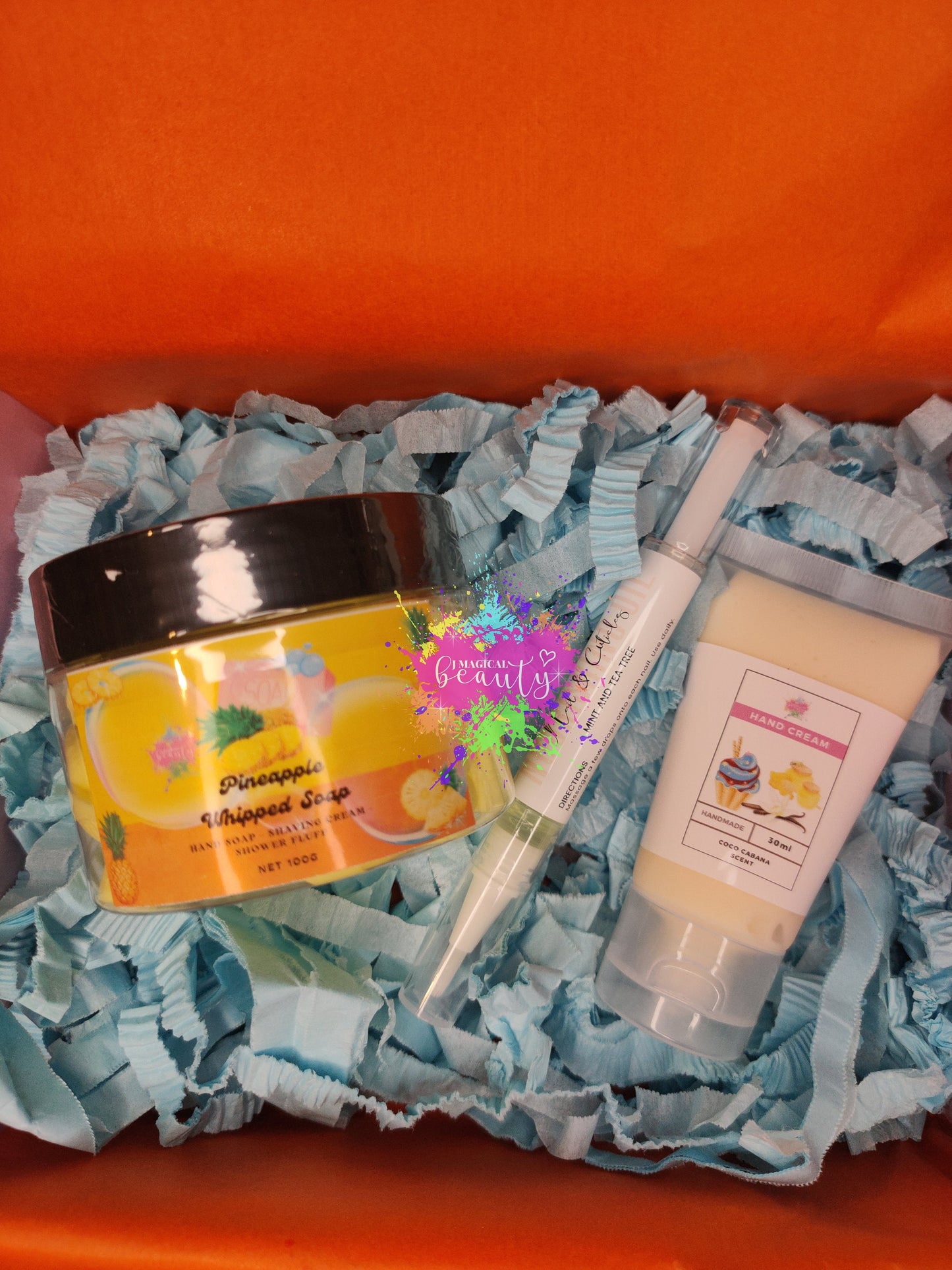 Gift Set/Whipped Soap Pineapple/Cuticle Oil/Hand Cream