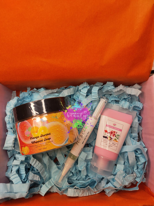 Gift Set/Whipped Soap Orange Sherbet/Cuticle Oil/Hand Cream